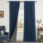 KOUFALL 52x102 Inch Length Navy Blue Back Tab Linen Blackout Curtains by KOUFALL
