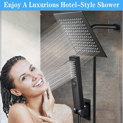 6'' Square High Pressure Rain Black Shower Heads - Image 8