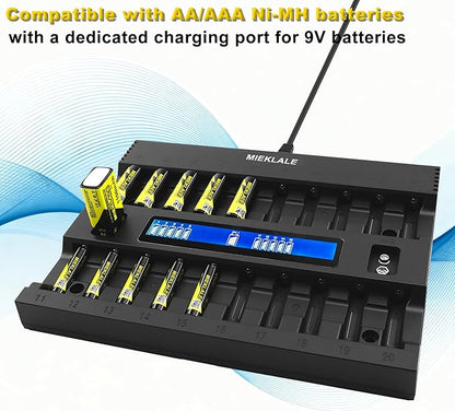 MIEKLALE 20+2 Bay AA AAA Battery Charger - Image 3