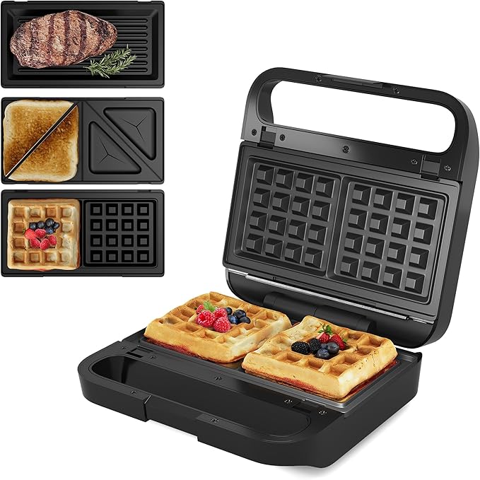 Sunvivi 3 in 1 Sandwich Maker, Electric Waffle Maker by WeGetLife