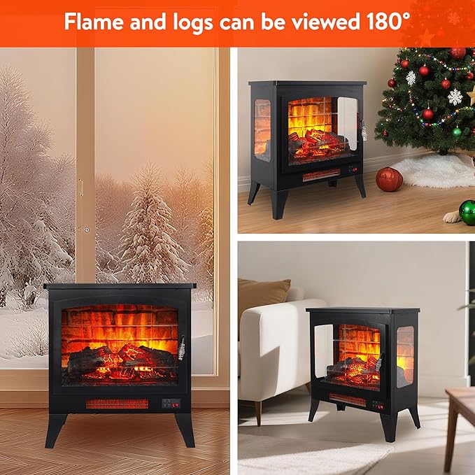 21" Electric Fireplace Stove Heater, Freestanding Electric Fireplace - Image 2