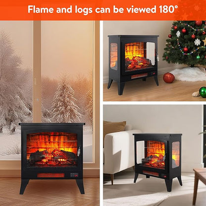 21" Electric Fireplace Stove Heater, Freestanding Electric Fireplace - Image 2