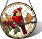 DASTOLL Stained Glass Window Hanging, Birds on a Branch Cardinal Sun Catchers by DASTOLL