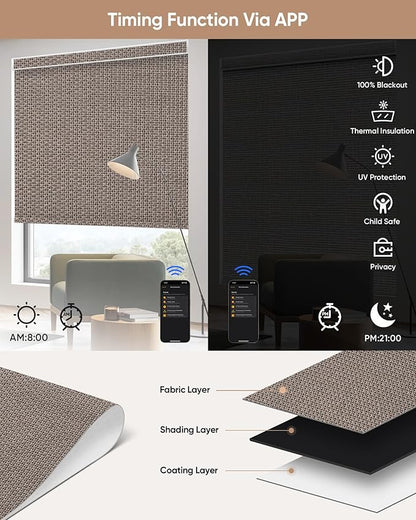 Kincmo Motorized Blinds with Remote, 100% Blackout Motorized Roller Shades Work - Image 4