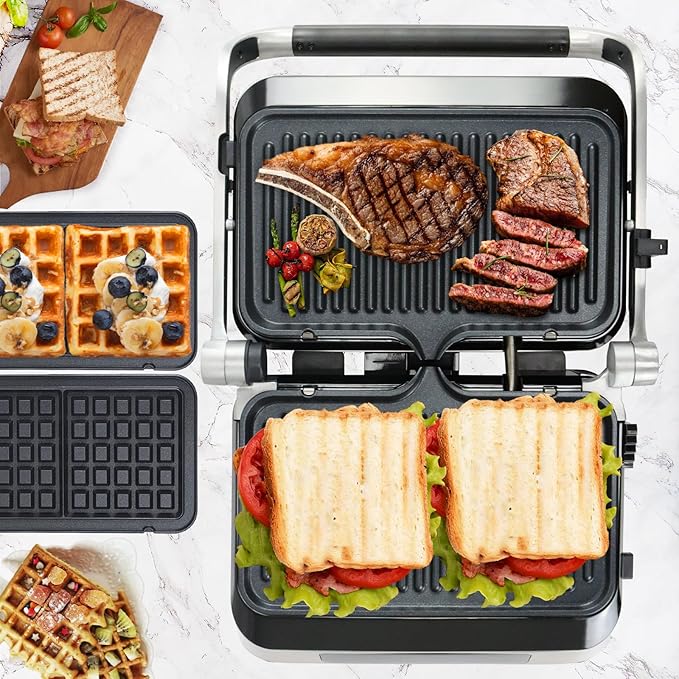 Panini Waffle Maker Combo | Panini Grill Press Sandwich Maker, Smokeless Indoor by FAOFER