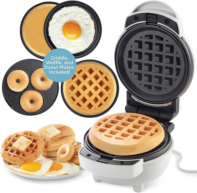 3 in 1 Mini Breakfast Maker- Make Mini Waffles Donuts Pancakes or Eggs all in 1 by CucinaPro-AffordableHousewareSolutionsSince2005