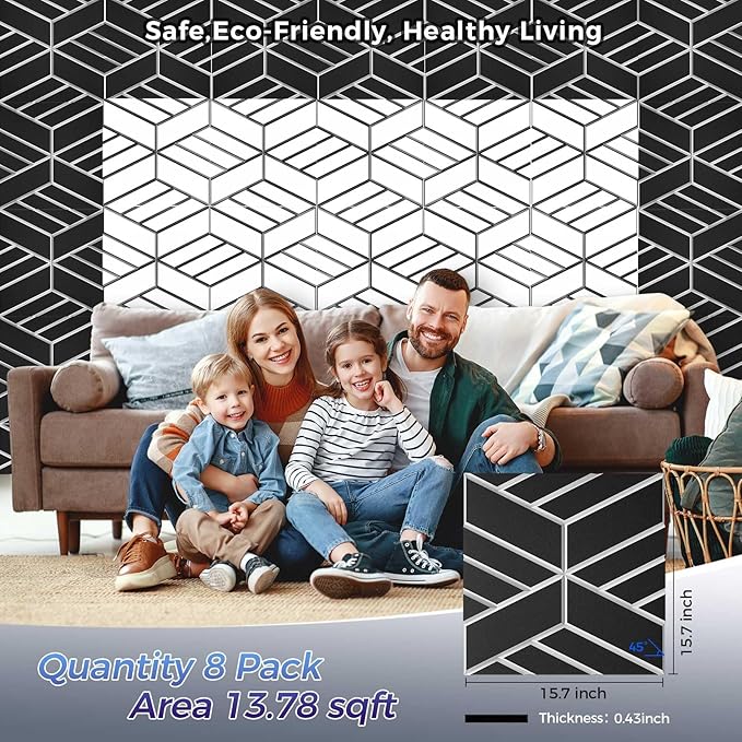 8 Pack 2-Layer Soundproof Wall Panels, 15.7 x 15.7 x 0.43 in Large Sound Proof - Image 2