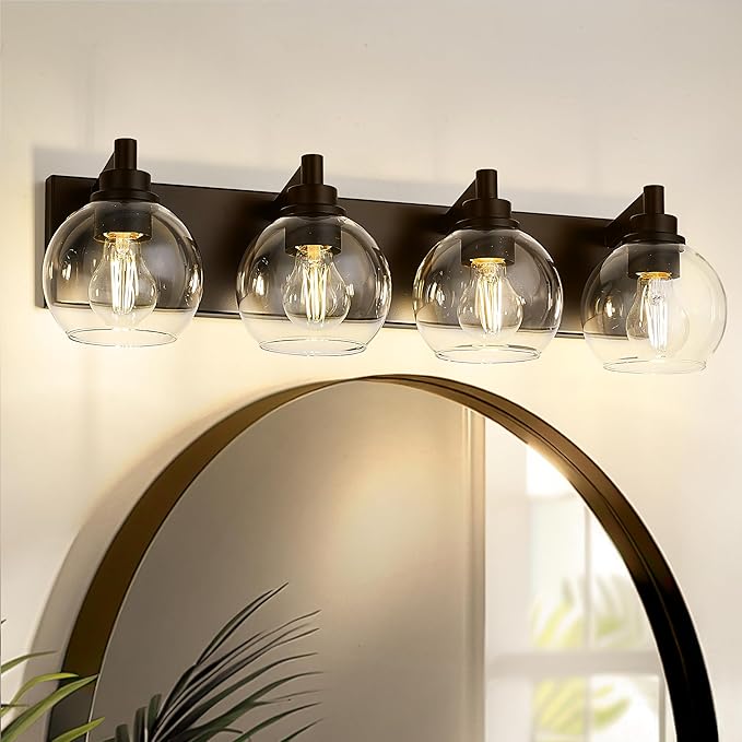 METWET Bathroom Light Fixtures Over Mirror, 4-Light Oil Rubbed Bronze Bathroom - Image 8