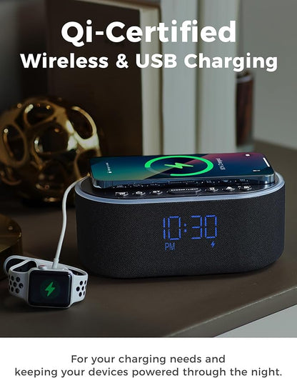 Odokee Wireless Charging Alarm Clock Radio: Qi Certified Fast Wireless Charger - Image 3
