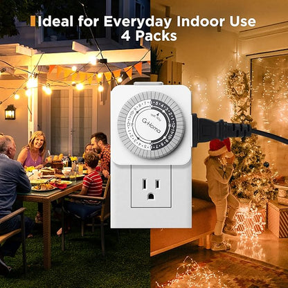 G-Homa Timers for Electrical Outlets 4 Packs, 24 Hour Indoor Plug-in Mechanical - Image 5