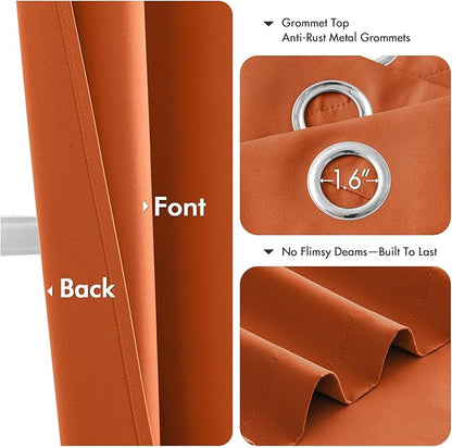 MIULEE Orange Blackout Curtains - Image 4