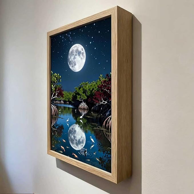 URVIP LED Glowing Photo Frame, 3D Starry-Sky Moon Animal Wall Art, 9x12 Inches - Image 4