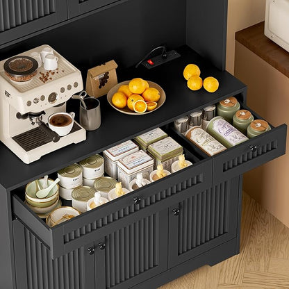 Pantry Cabinet with Charging Station and Light, Tall Kitchen Pantry Storage - Image 7
