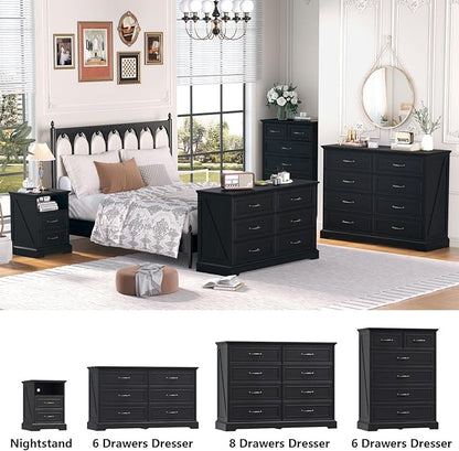 Nightstand with Charging Station, Rustic Farmhouse Wood Small Dresser, Bedside - Image 7