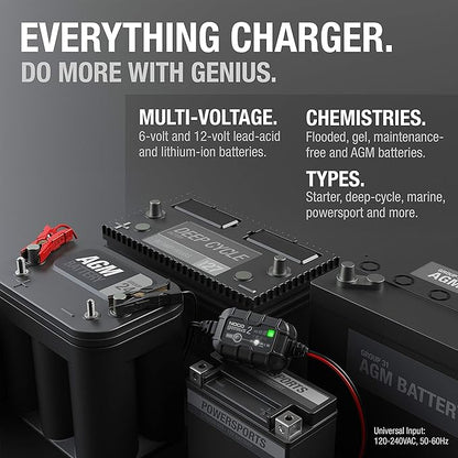 NOCO GENIUS2: 2A 6V/12V Smart Battery Charger – Automatic Maintainer, Trickle - Image 5