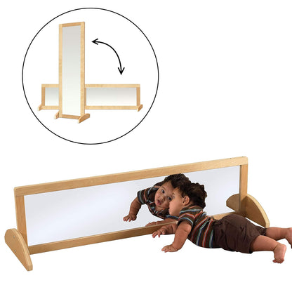 ECR4Kids Double-Sided Wooden Bi-Directional Mirror, Montessori, Natural | Durable birch, GREENGUARD Gold Certified, shatter-resistant mirror, anti-tip feet, vertical & horizontal use, classroom/home