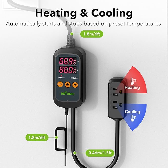 BN-LINK Smart WiFi Digital Temperature Controller Heating Cooling, Works - Image 3
