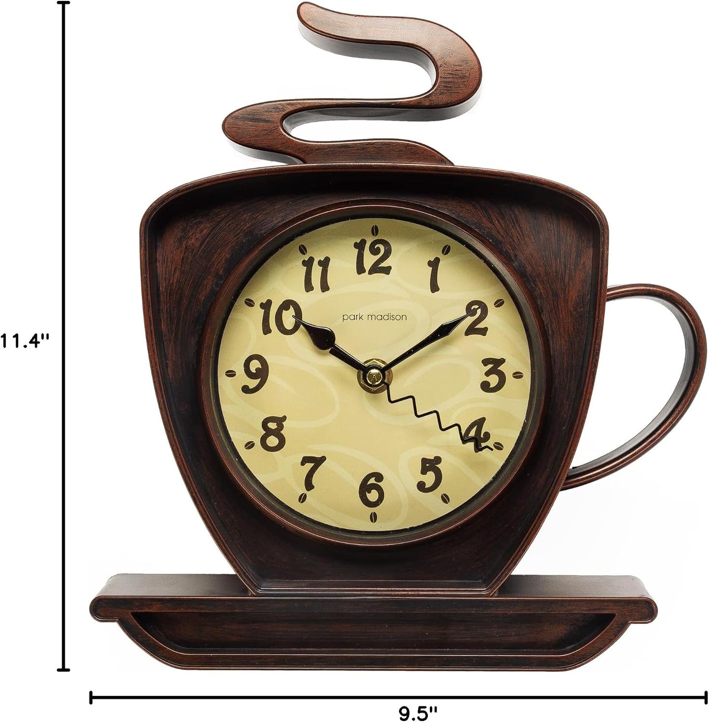 Coffee Cappuccino Cup 10 Inch Quality Quartz Battery Operated 3-D Easy to Read Home/Office/Kitchen/Classroom/School Clock Classic Movement