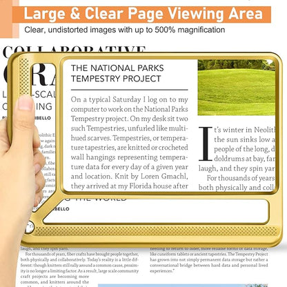 5X Full Page Magnifying Glass for Reading, Lightweight Rectangular Magnifier - Image 2