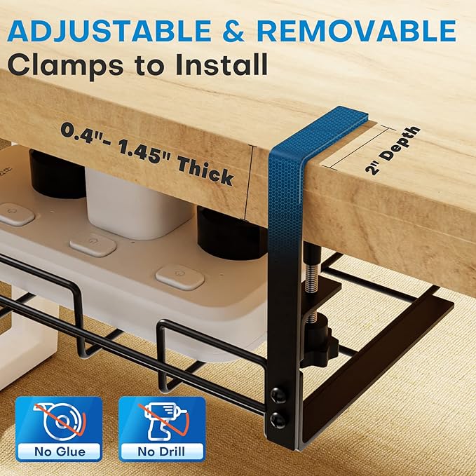 No Drill Under Desk Cable Management Tray, Desk Wire Management Cable Tray - Image 4