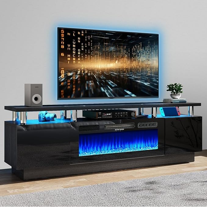 Fireplace TV Stand with 36" Electric Fireplace, Entertainment Center with LED - Image 2