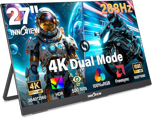 InnoView 27 Inch Monitor Dual Mode 4K UHD 120Hz/FHD 288Hz Portable Monitor by InnoView
