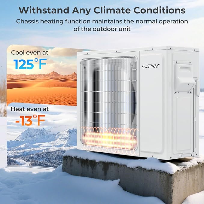 COSTWAY 18k Dual 2 Zone Mini Split Air Conditioner, 22 SEER2 7000 BTU+ 9000 BTU - Image 5