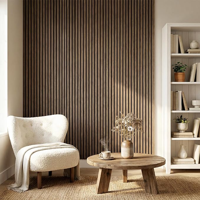 HOMCOM 4 Pack 3D Acoustic Panels, Wood Slat Wall Paneling - Image 9