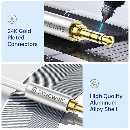 SYNCWIRE 3.5mm Nylon Braided Aux Cable, Audio Auxiliary Input Adapter Male to - Image 3