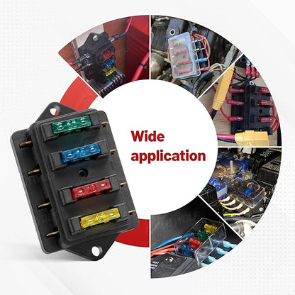 RED WOLF 4 Way Blade Fuse Block Box Holder w/Standard Circuit 10V-32V DC - Image 7