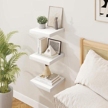 Square Floating Shelves for Wall, 3 Packs Small Wall Mounted Engineered Wood - Image 7