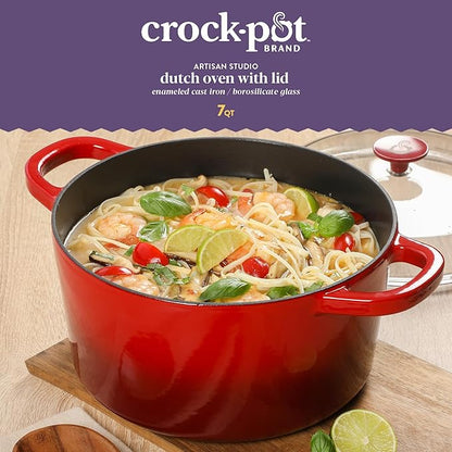 Crock Pot Artisan 7-Quart Round Enameled Cast Iron Dutch Oven - Image 2