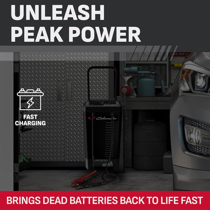 schumacher electric wheeled 6a car battery charger &, close-up detail