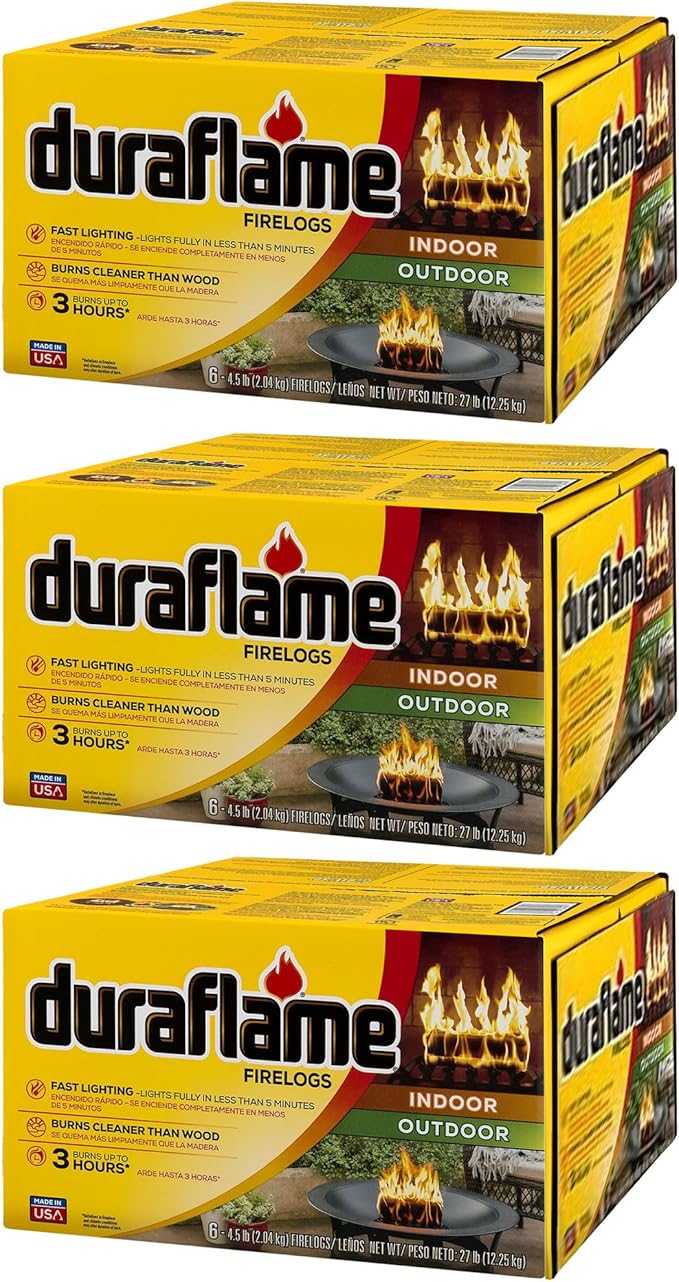 Duraflame 4.5 Pound 3 Hour Long Burn Time Indoor Outdoor Quick Light Fire Log by Duraflame