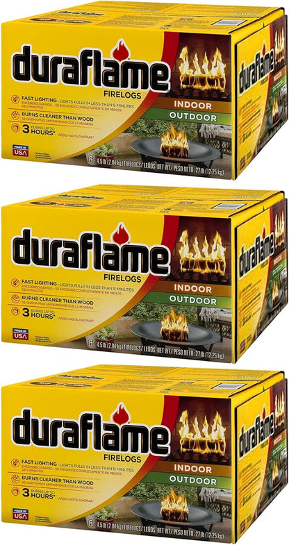 Duraflame 4.5 Pound 3 Hour Long Burn Time Indoor Outdoor Quick Light Fire Log by Duraflame