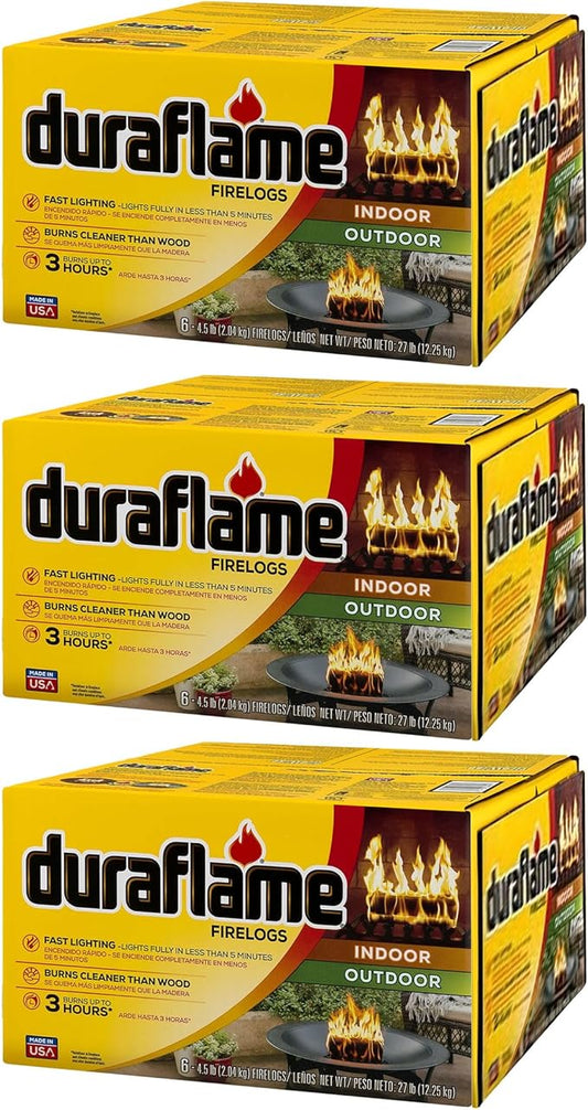 Duraflame 4.5 Pound 3 Hour Long Burn Time Indoor Outdoor Quick Light Fire Log by Duraflame