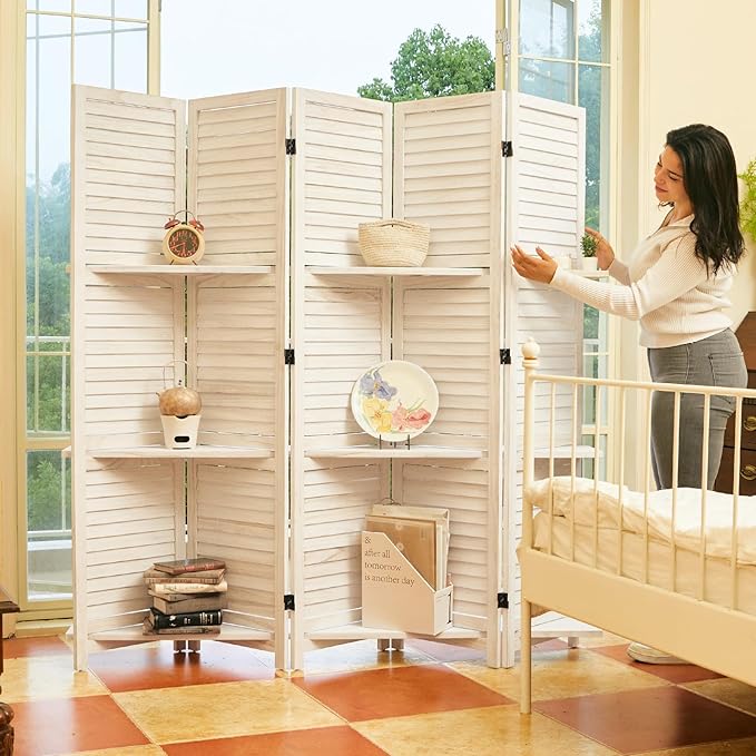 Partition Room Dividers, Folding Wood Privacy Screen - Image 2