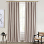 Extra Long Faux Linen Curtains 132 Inches Long by QJMYDECO