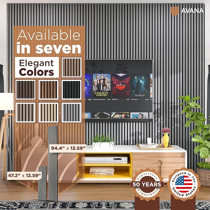 Avana Acoustic Wood Wall Panels – 94.4 x 12.6 Inch Gray Oak Acoustic Panels 2 - Image 7