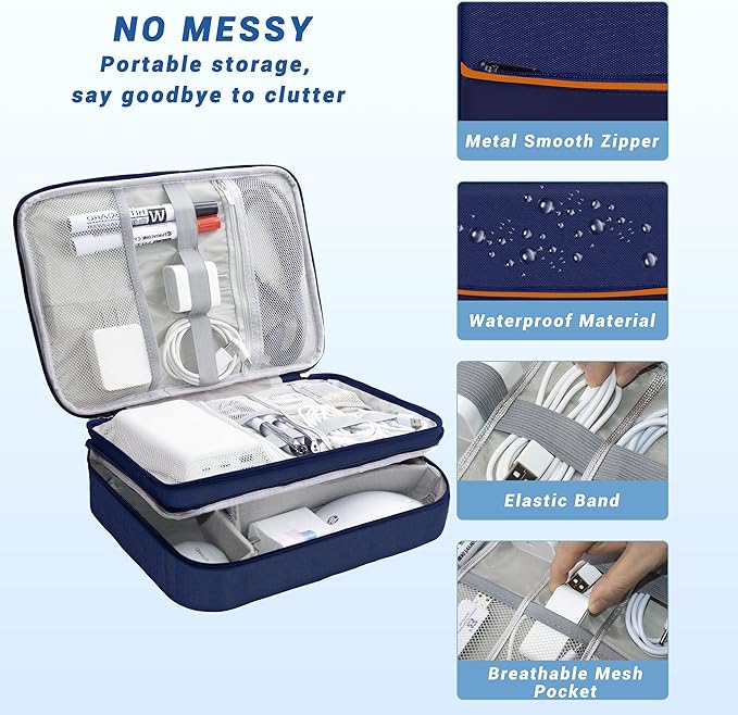 Electronics Organizer, Travel Cord Organizer Pouch, Portable Cable Organizer - Image 2