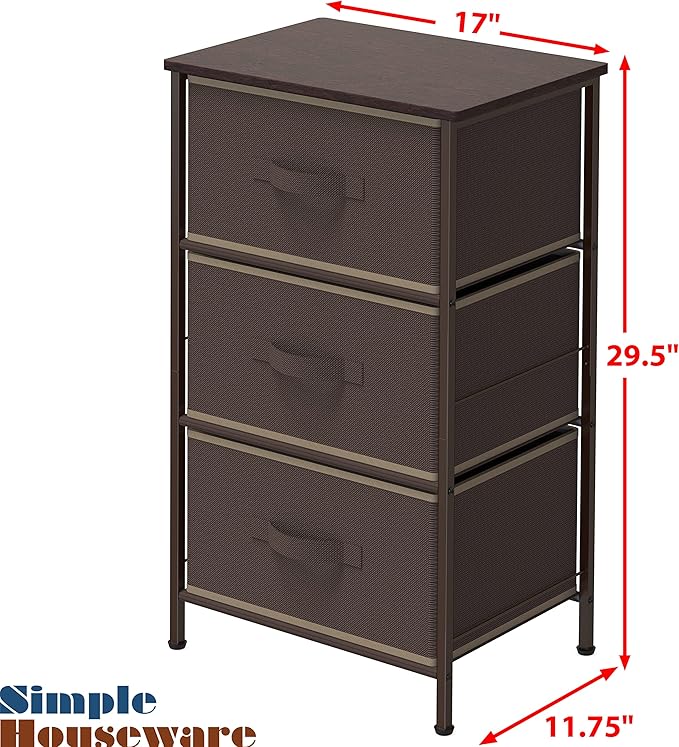 Simple Houseware 3 Drawer Nightstand Dresser - Image 3