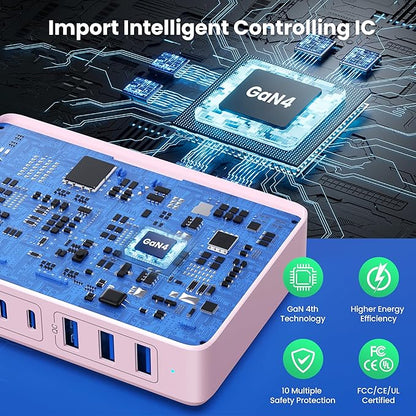 USB C Charger 300W USB C Charger Block, 8-Ports GaN IV Fast Charging Station Hub - Image 4
