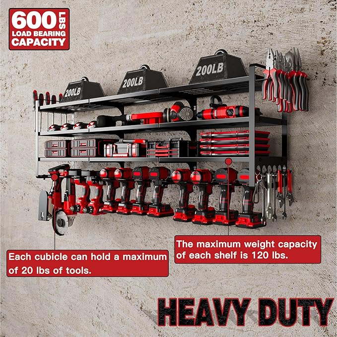 48" Large Power Tools Organizer Wall Mount, 12 Drill Holder - Image 3