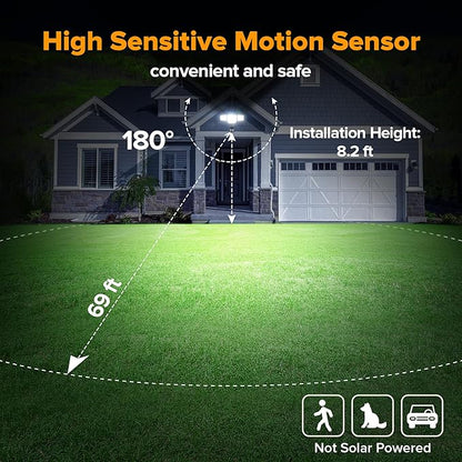 LUTEC 80W 9000LM LED Security Lights Motion Sensor Outdoor Lights, 4 Head LED - Image 3