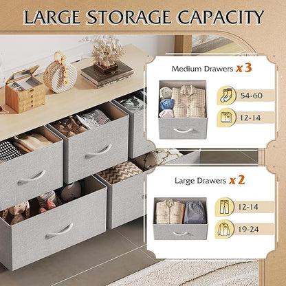 WLIVE Dresser for Bedroom with 5 Drawers, Wide Chest of Drawers, Fabric Dresser - Image 5