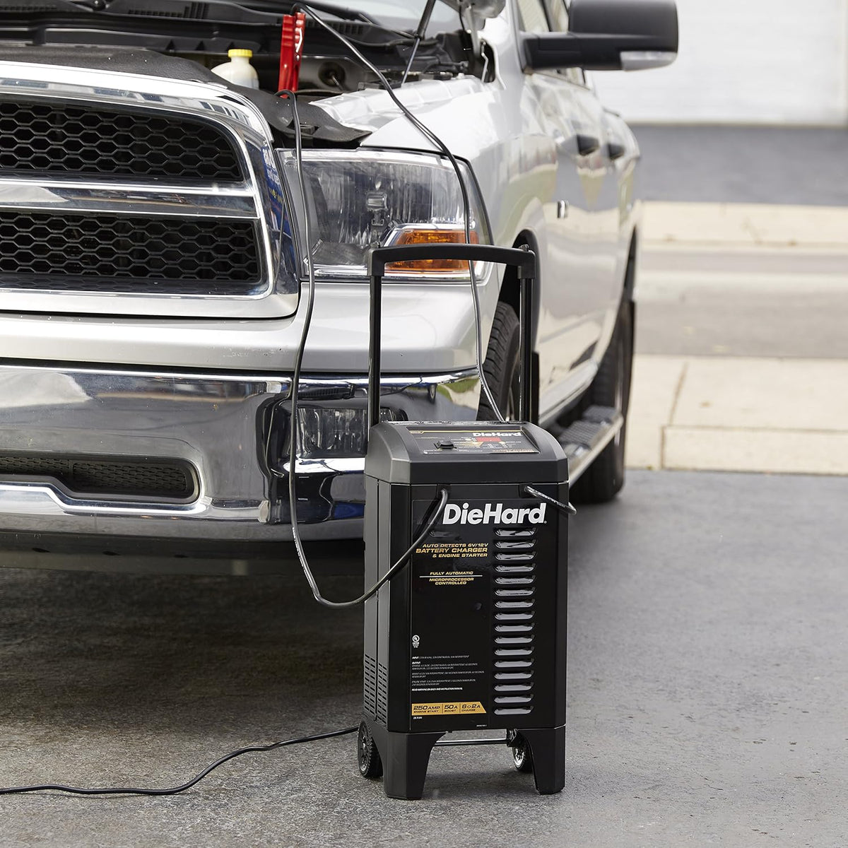 DieHard 71341 6/12V Gold Smart Wheel Battery Charger and 50/250A Maintainer