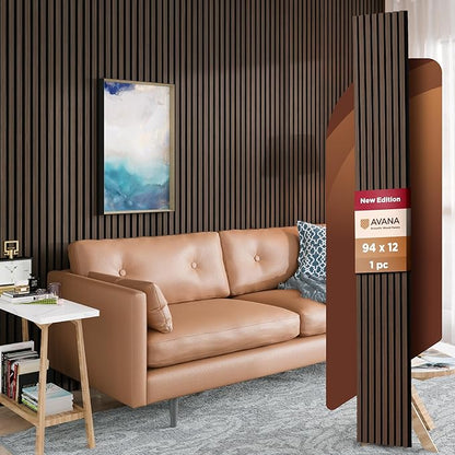 Avana Modern Acoustic Wood Wall Panels – 94.4x12.6 Inch Dark Walnut Acoustic by AvanaHome