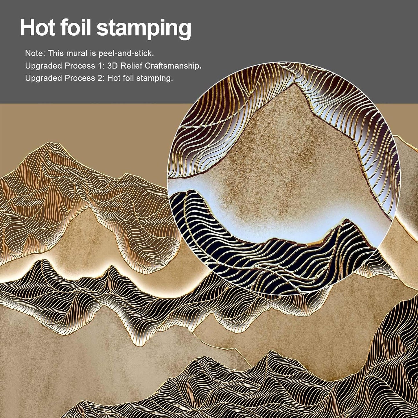 3D Relief Mural Hot foil Stamping Wallpaper for Living Room and Bedroom - XL -108"x157"