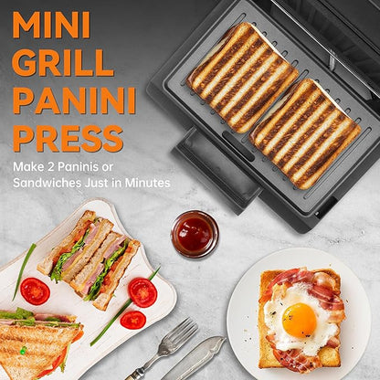 Baker's Friend 2 Slices of Mini Panini Press Electric Grill, Panini Grill Press - Image 2