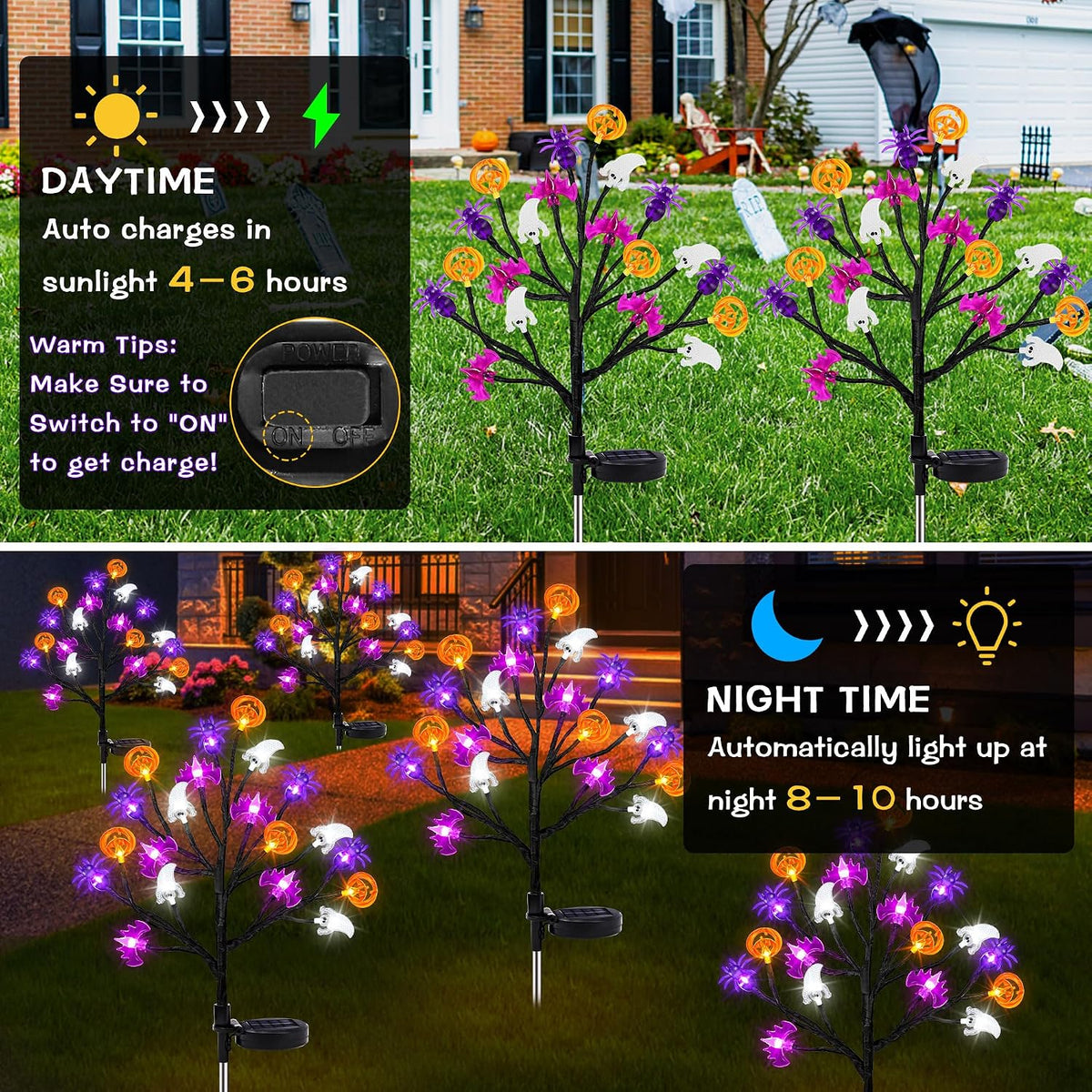 Halloween Decorations Outdoor Solar Lights, 2 Pack Halloween Lights Outdoor S...